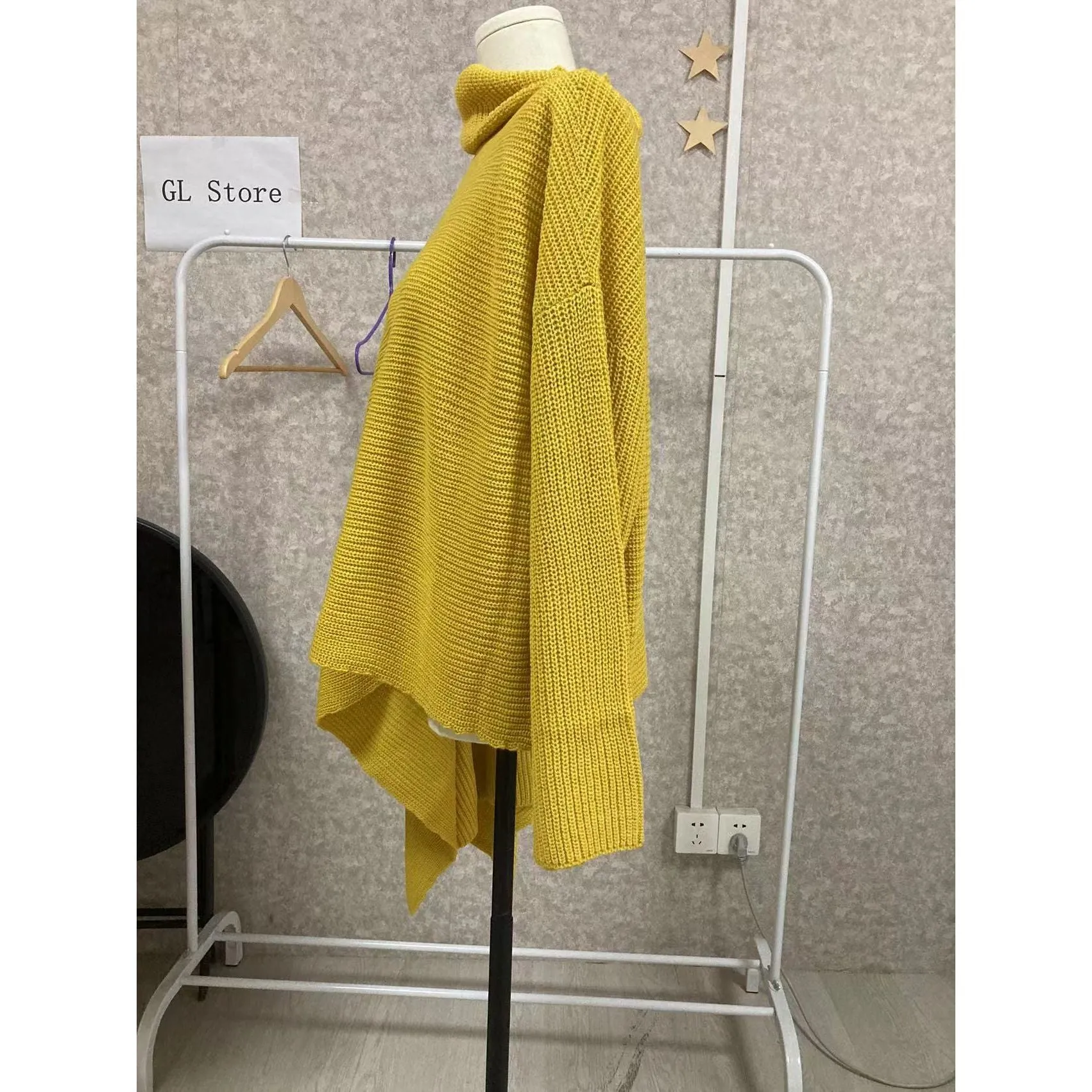 Women's Asymmetric Turtleneck Long Sleeve Side Split Knit Sweater
