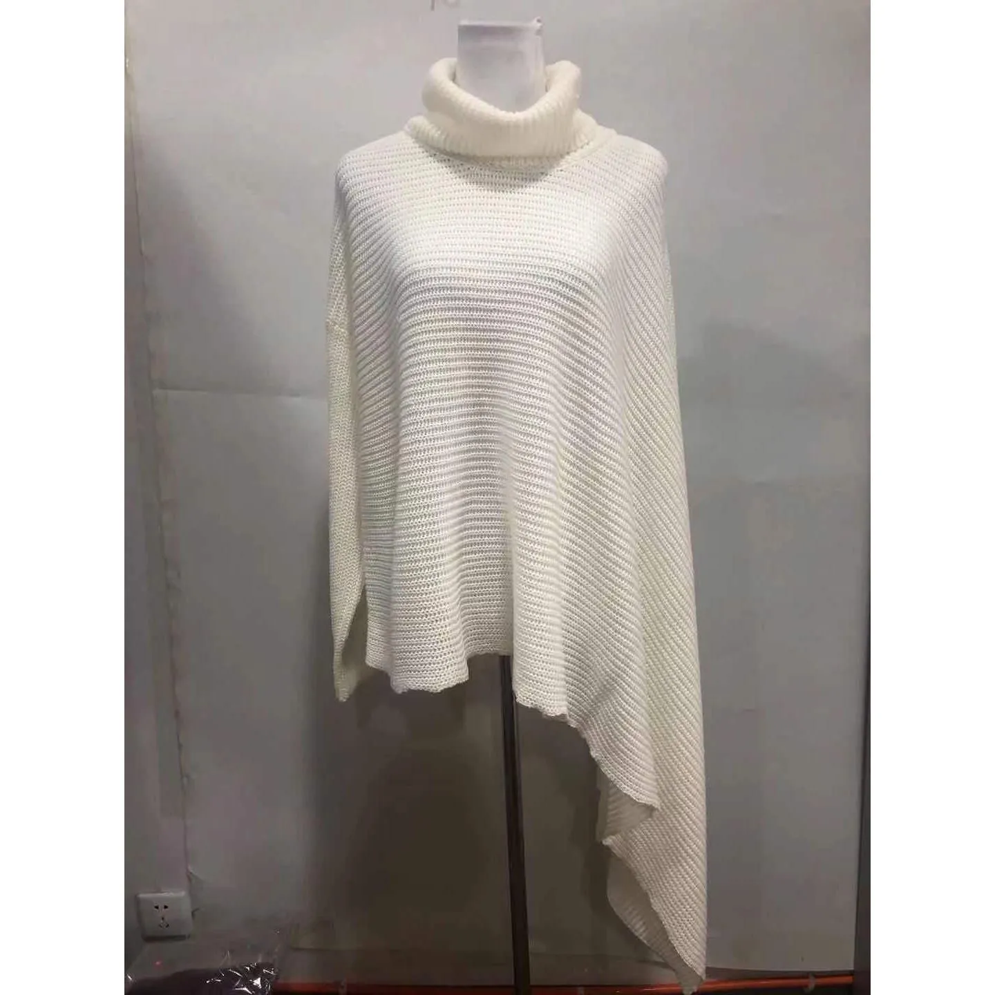 Women's Asymmetric Turtleneck Long Sleeve Side Split Knit Sweater