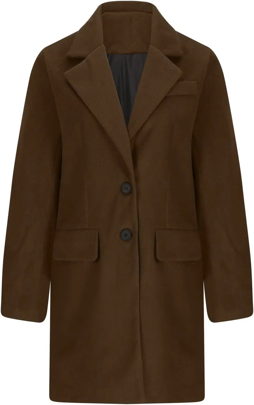 Womens Business Casual Blazers Winter Wool Blend Trench Coats Notch Lapel Long Sleeve Single Breasted Blazer Jackets
