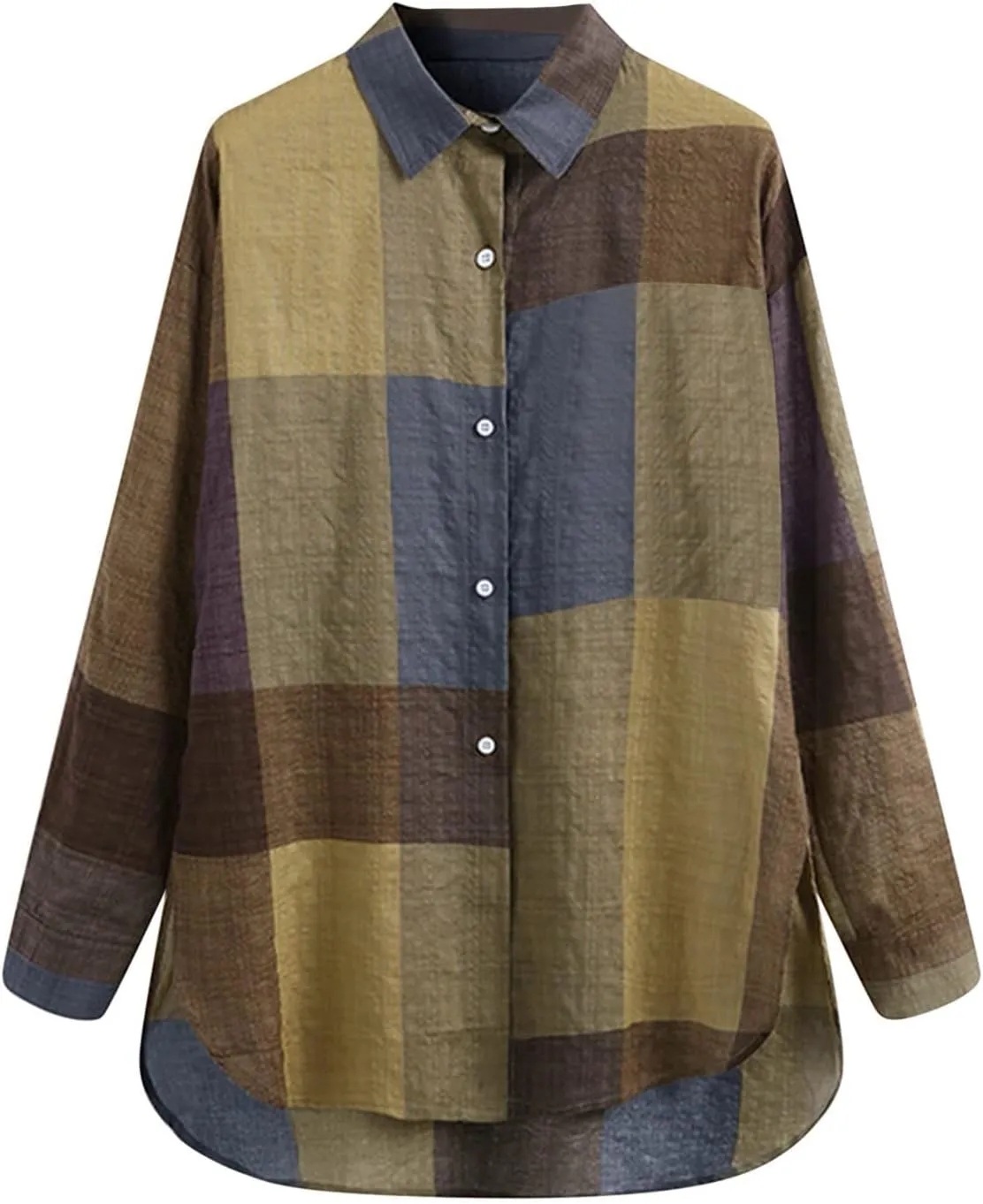 Womens Button Down Shirts Dress Shirts Long Sleeve Blouses V Neck Solid Casual Tunics Tops