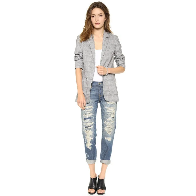 Women's Casual Blazer With Notched Lapel