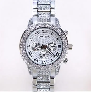 Women's Casual Fashion Folding Clasp with Safety Crystal Diamond Watches