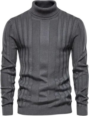 Womens Casual Turtleneck Oversized Knit Sweater 2024 Plus Size Winter Ribbed Knit Sweater Tops Cotton Jumper Blouse