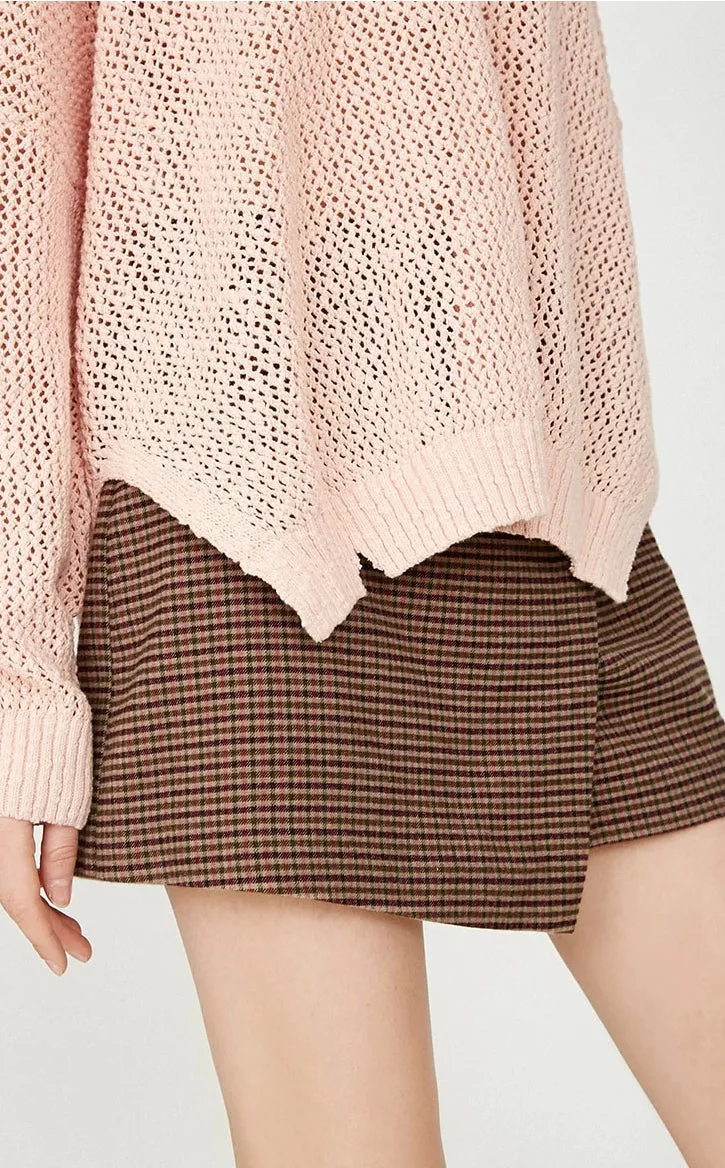 Women's Cotton V-Neck Ripped Knitted Sweater