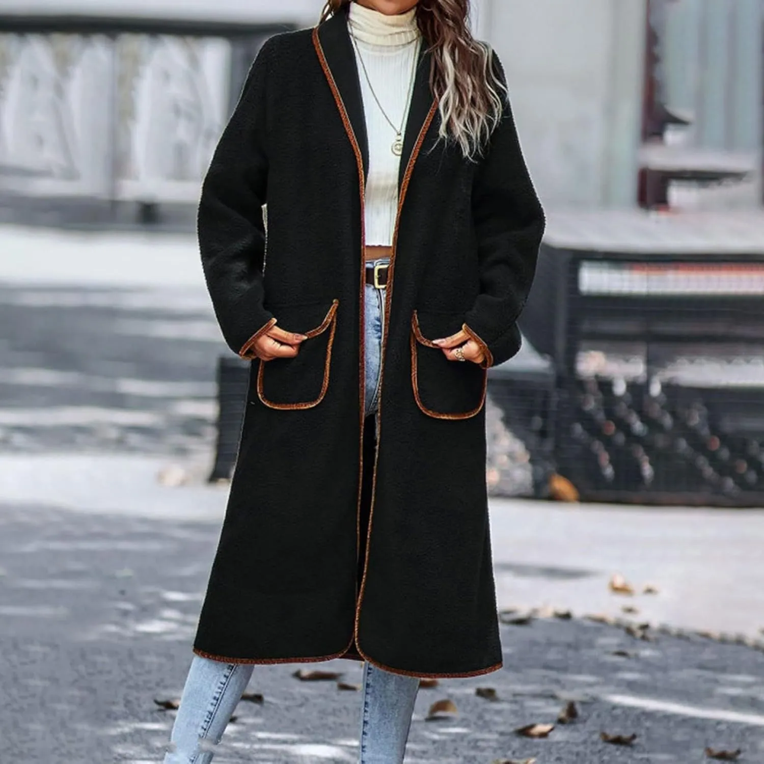 Women's Fall Coats 2025 Coats Double Breasted Slim Long Trench Coat With Belt Warm Winter Overcoat, M-2XL