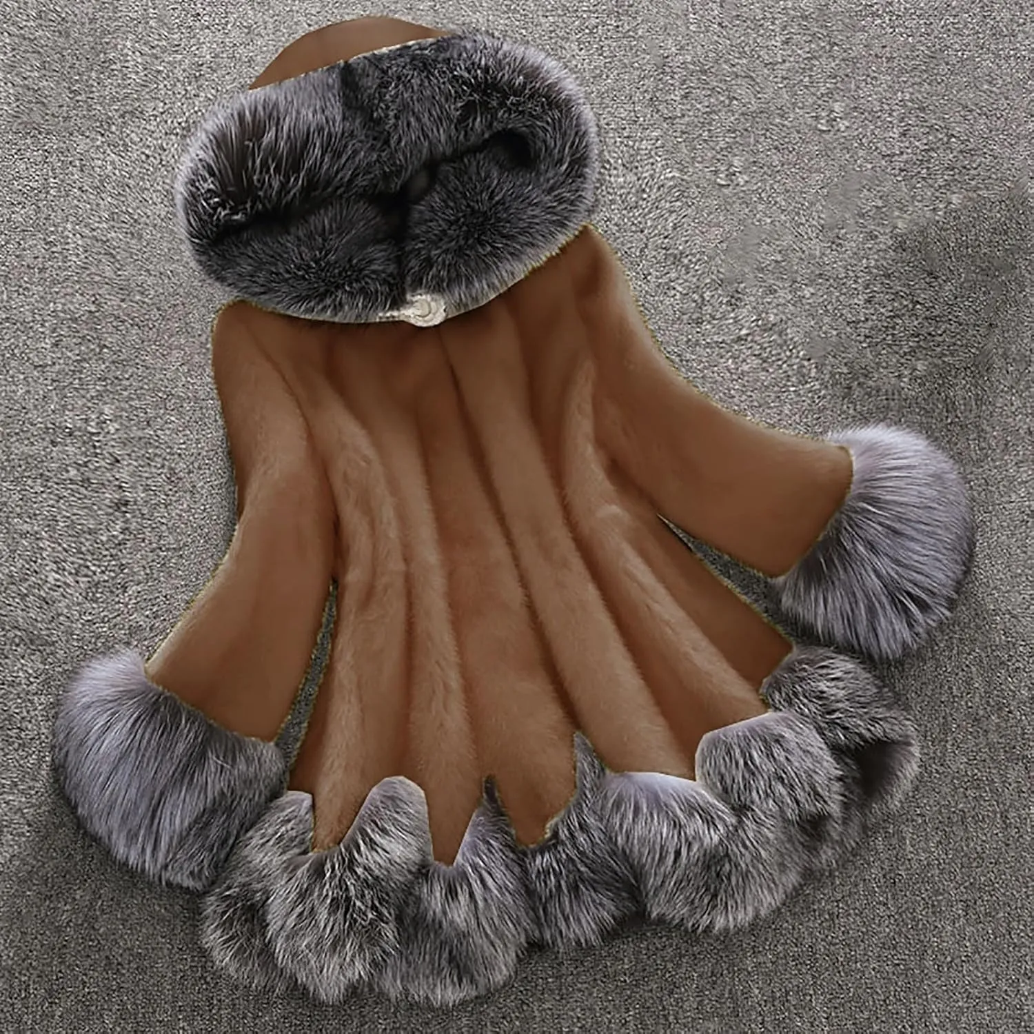 Women's Faux Fur Coat 2024 Winter Fashion Fuzzy Fluffy Long Sleeve Jacket Plus Size Thickened Warm Hoodies Outerwear