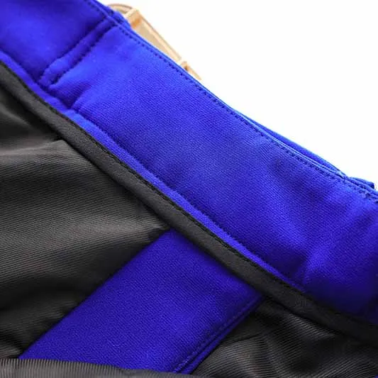 Women's Golden Lion Buttons Royal Blue Skirts Blazer Suit Jacket   High Waist Skirts Belt Suit