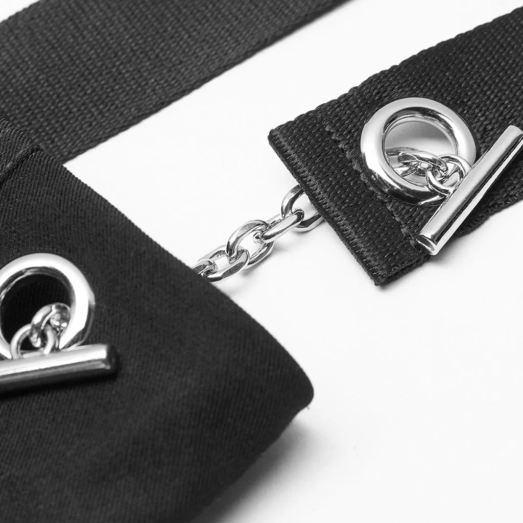 Women's Grunge A-line Braces Skirts with Detachable Mental Chains