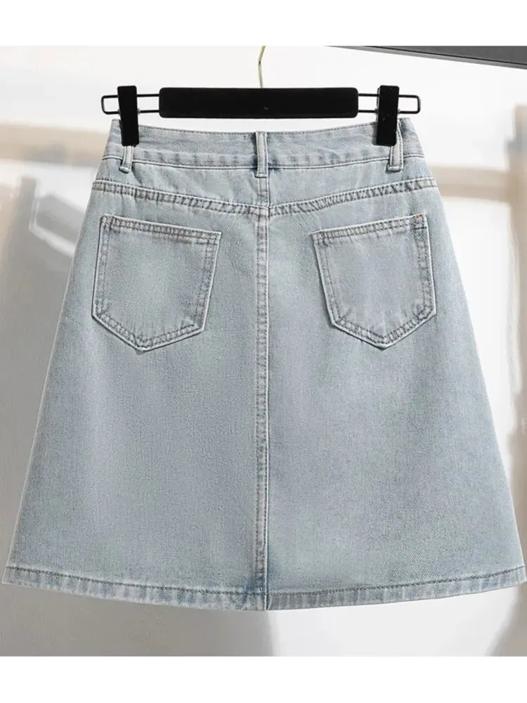 Women's Irregular Fashion Designer Pleated Denim Skirts (Plus Size)