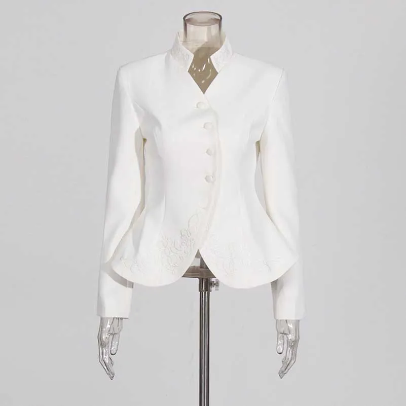 Women's Midi Skirt Suit Standard Collar Long Sleeve Formal Suit