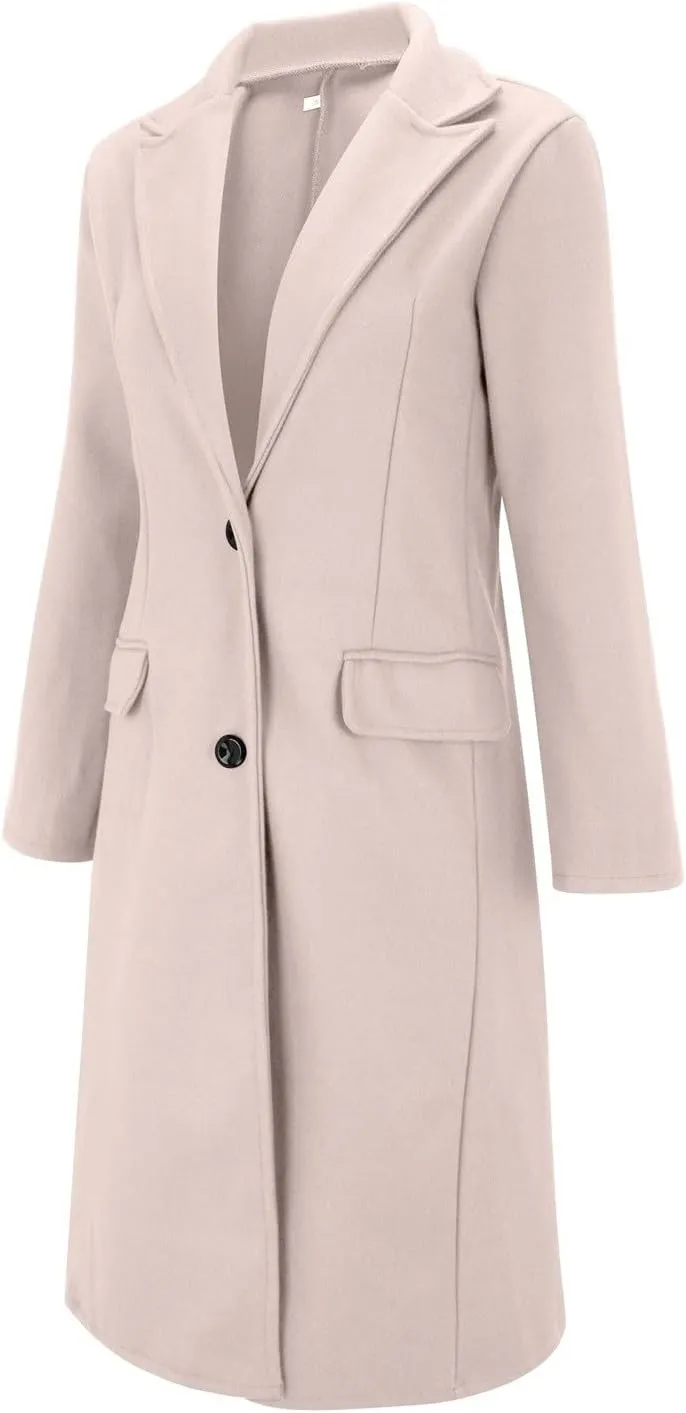 Women's Notched Lapel Collar Double Breasted Elegant Coat Casual Fashion Over Coats Winter Thermal Long Jackets