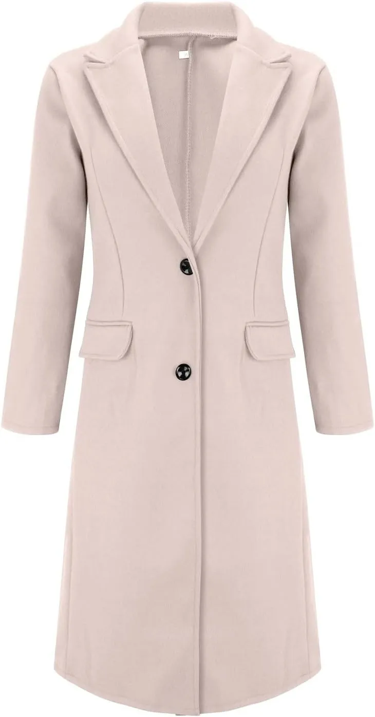 Women's Notched Lapel Collar Double Breasted Elegant Coat Casual Fashion Over Coats Winter Thermal Long Jackets