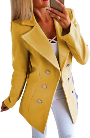 Womens Notched Lapel Trench Coat Double Breasted Winter Warm Quilted Overcoat Business Work Office Suits Pea Jacket