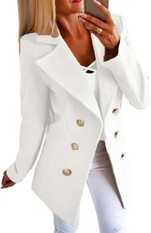 Womens Notched Lapel Trench Coat Double Breasted Winter Warm Quilted Overcoat Business Work Office Suits Pea Jacket
