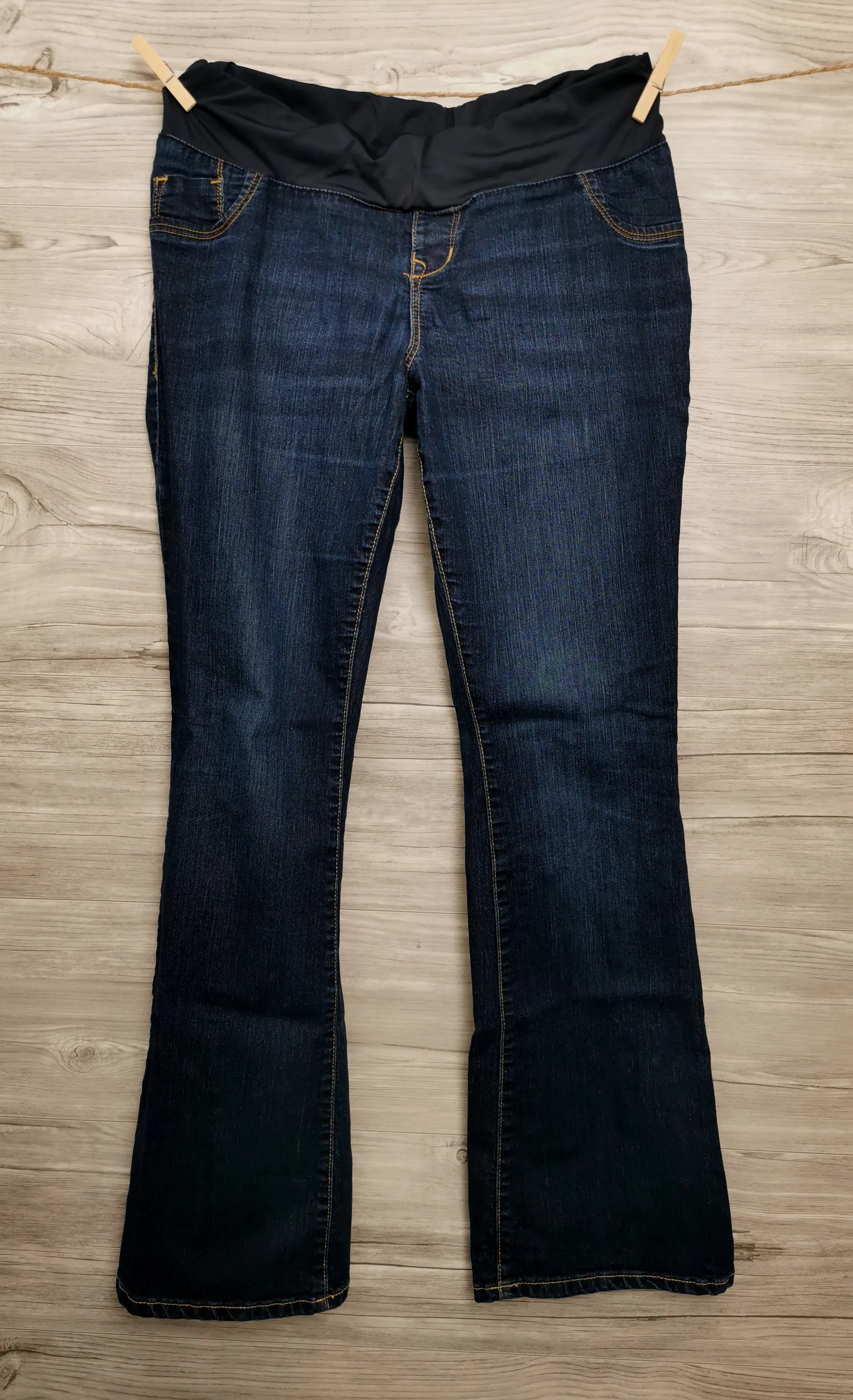 WOMENS SIZE 10R - OLD NAVY MATERNITY, Low Rise Jeans, Slim Boot-cut, Demi (Under belly panel) VGUC B11