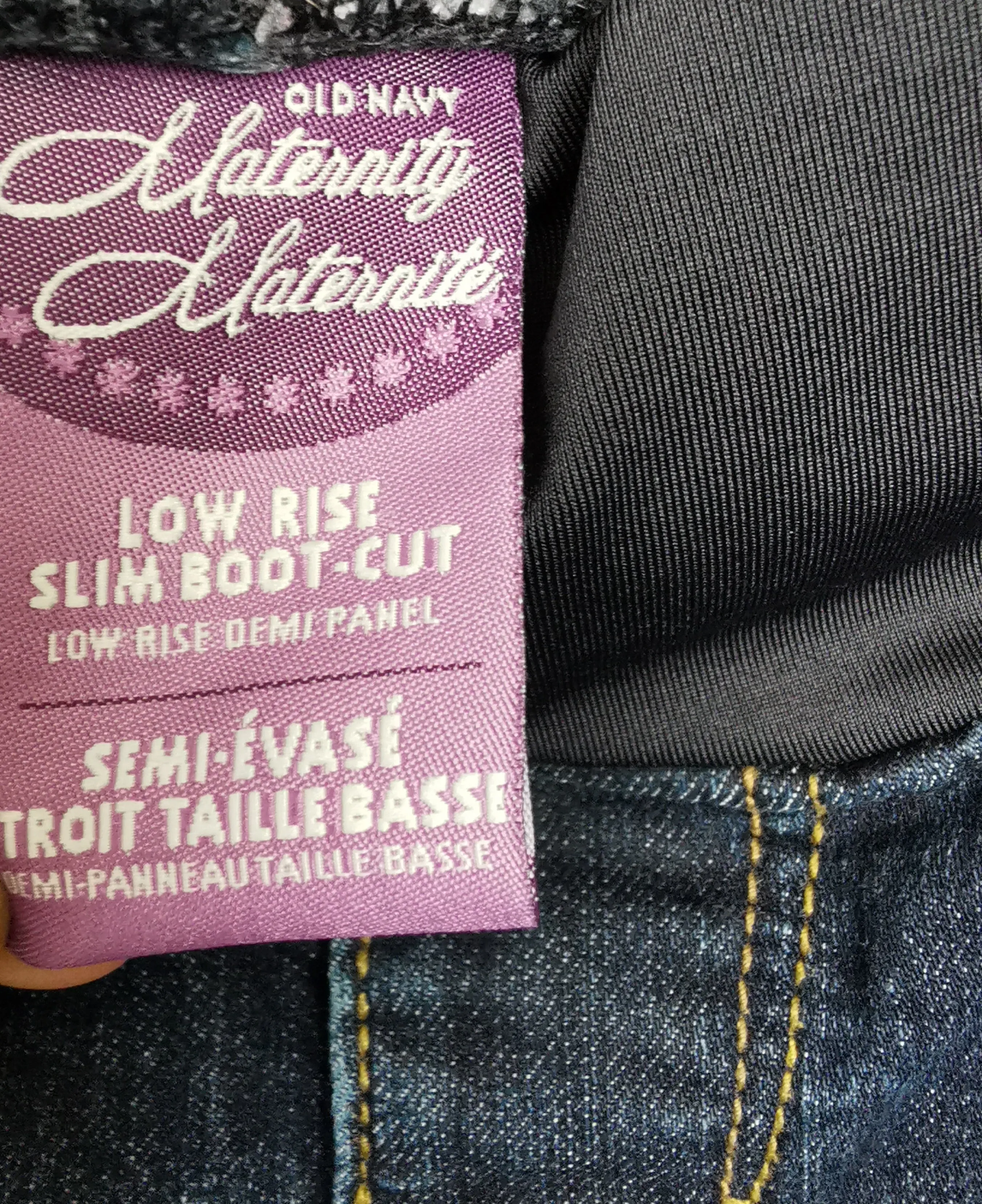 WOMENS SIZE 10R - OLD NAVY MATERNITY, Low Rise Jeans, Slim Boot-cut, Demi (Under belly panel) VGUC B11