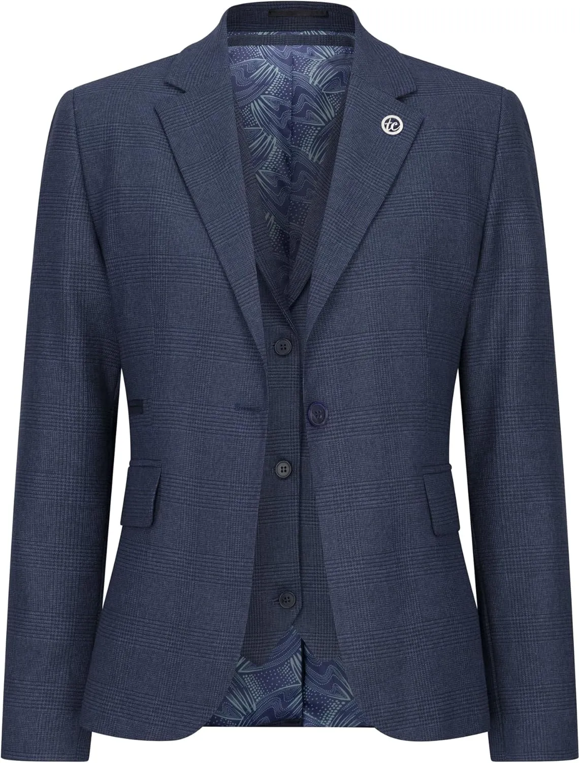 Women's Three-Piece Tailored Fit Suit in Prince of Wales Check