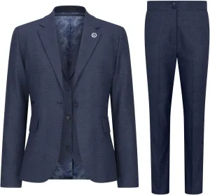 Women's Three-Piece Tailored Fit Suit in Prince of Wales Check