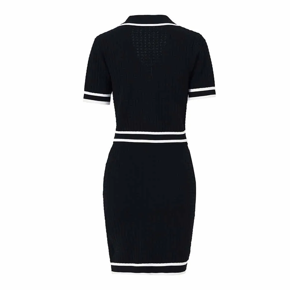 Womens Two Pieces Suit Short-Sleeve Knit V Neck Shirt   Knit Mini Skirt Set