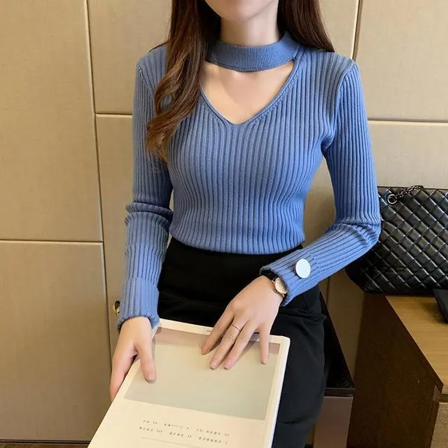 Women's V Neck Slim Fit Sweaters