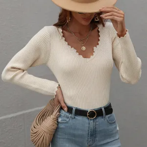Women's V-neck Tight Jumper Sweater