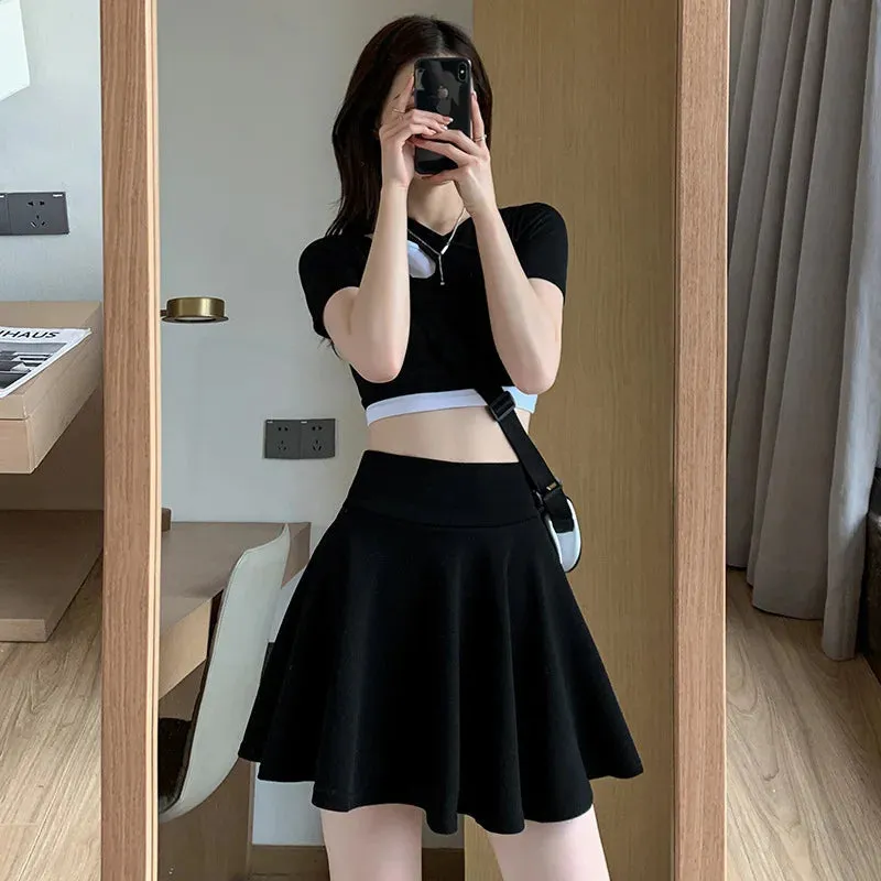 Women's Vintage Tennis Ruffled Fashion Designer Mini Skirts (Short)