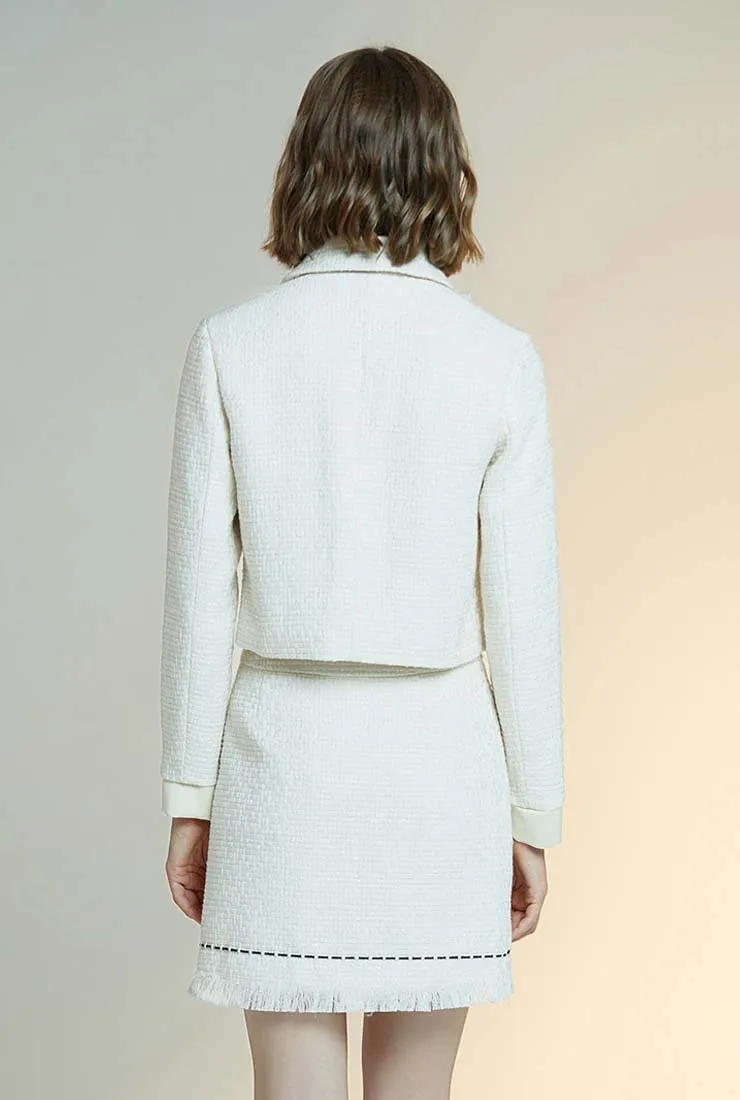 Women's White Jacket   Short Skirt Two Piece Set
