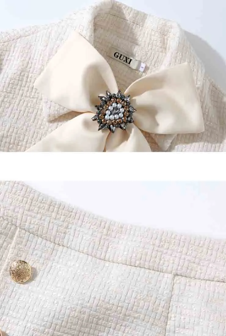 Women's White Jacket   Short Skirt Two Piece Set