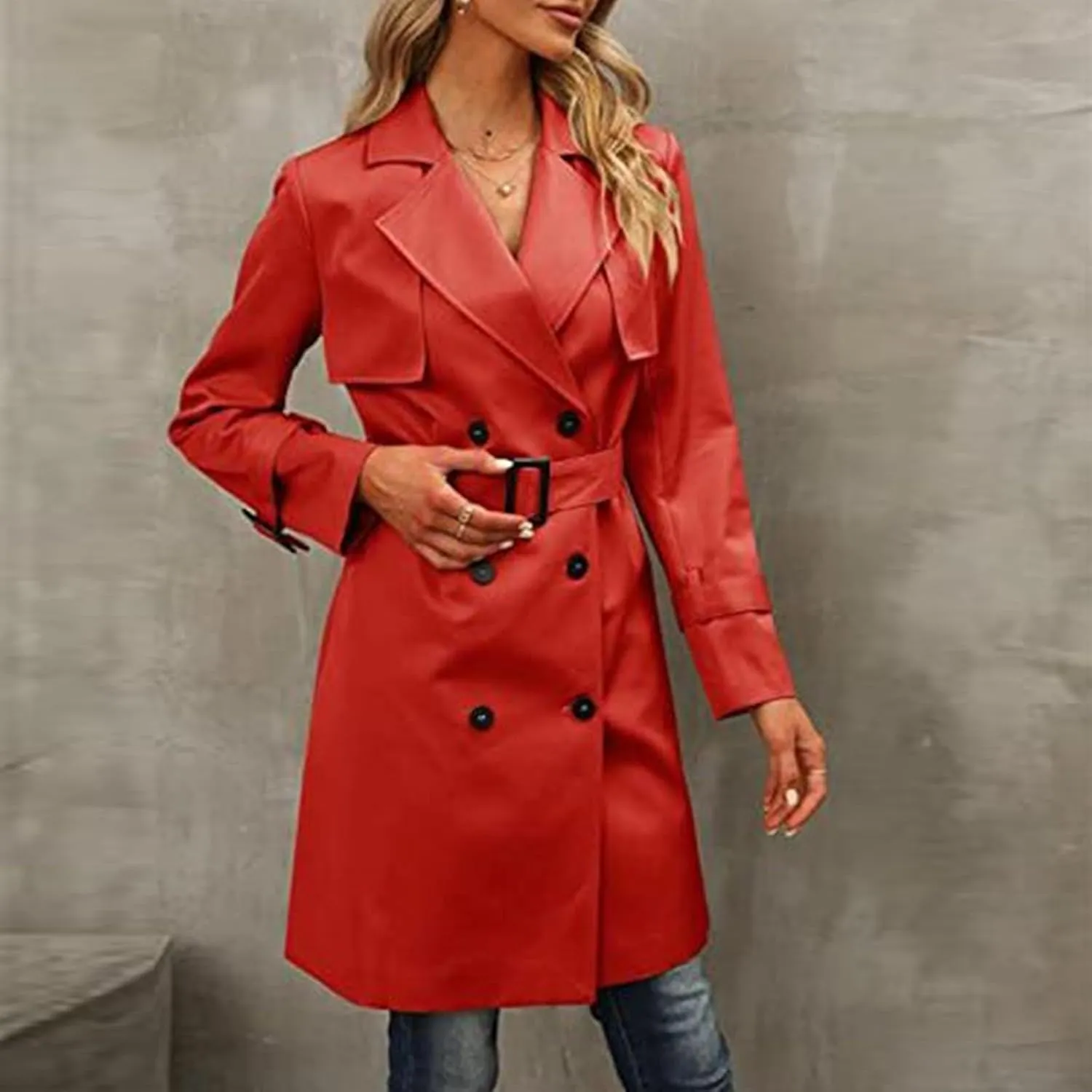 Women's Wool Coats Fashion Autumn And Winter Long-Sleeved Lapel Tweed Coat Windbreaker Jacket, M-3XL