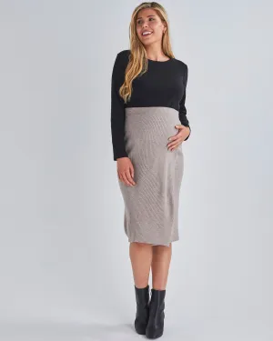 Wool Blend Knit Maternity Overlap Split Skirt