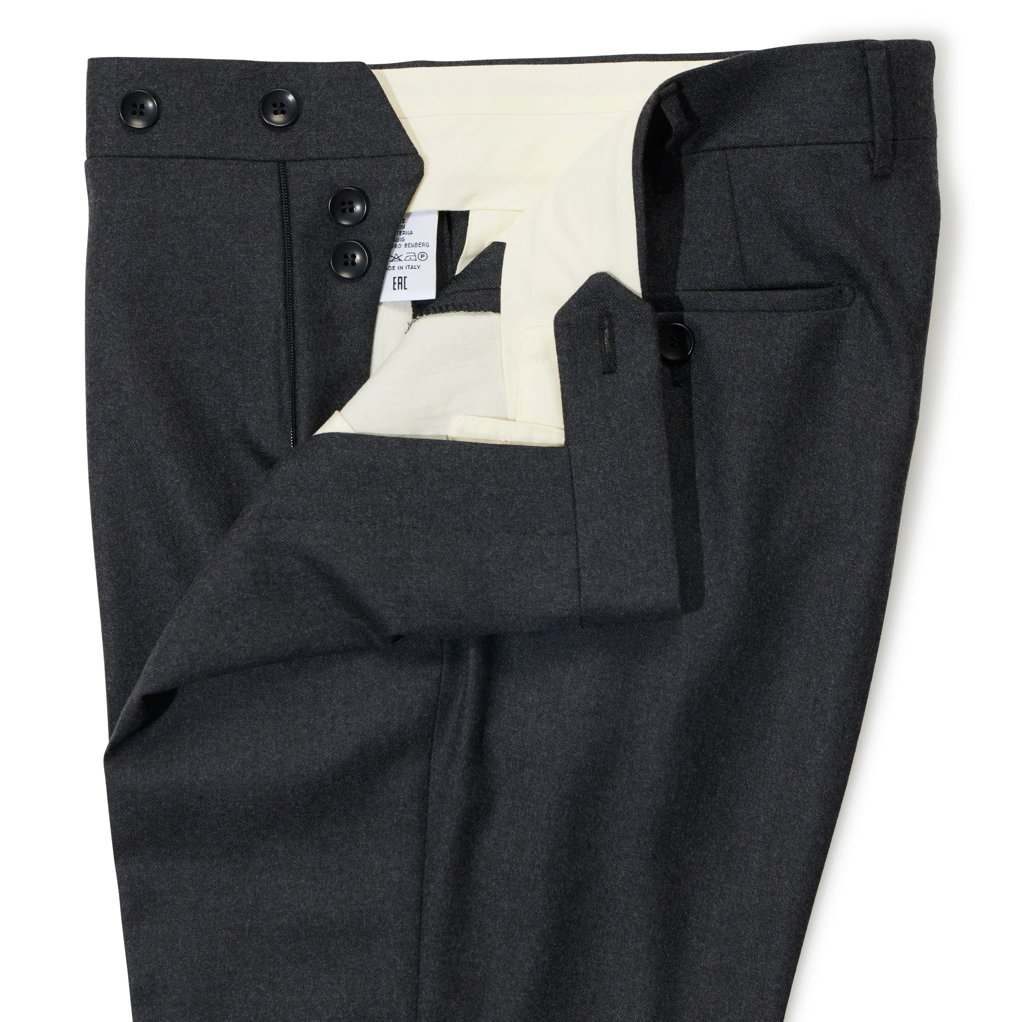 Wool Flannel Flat-front Trousers