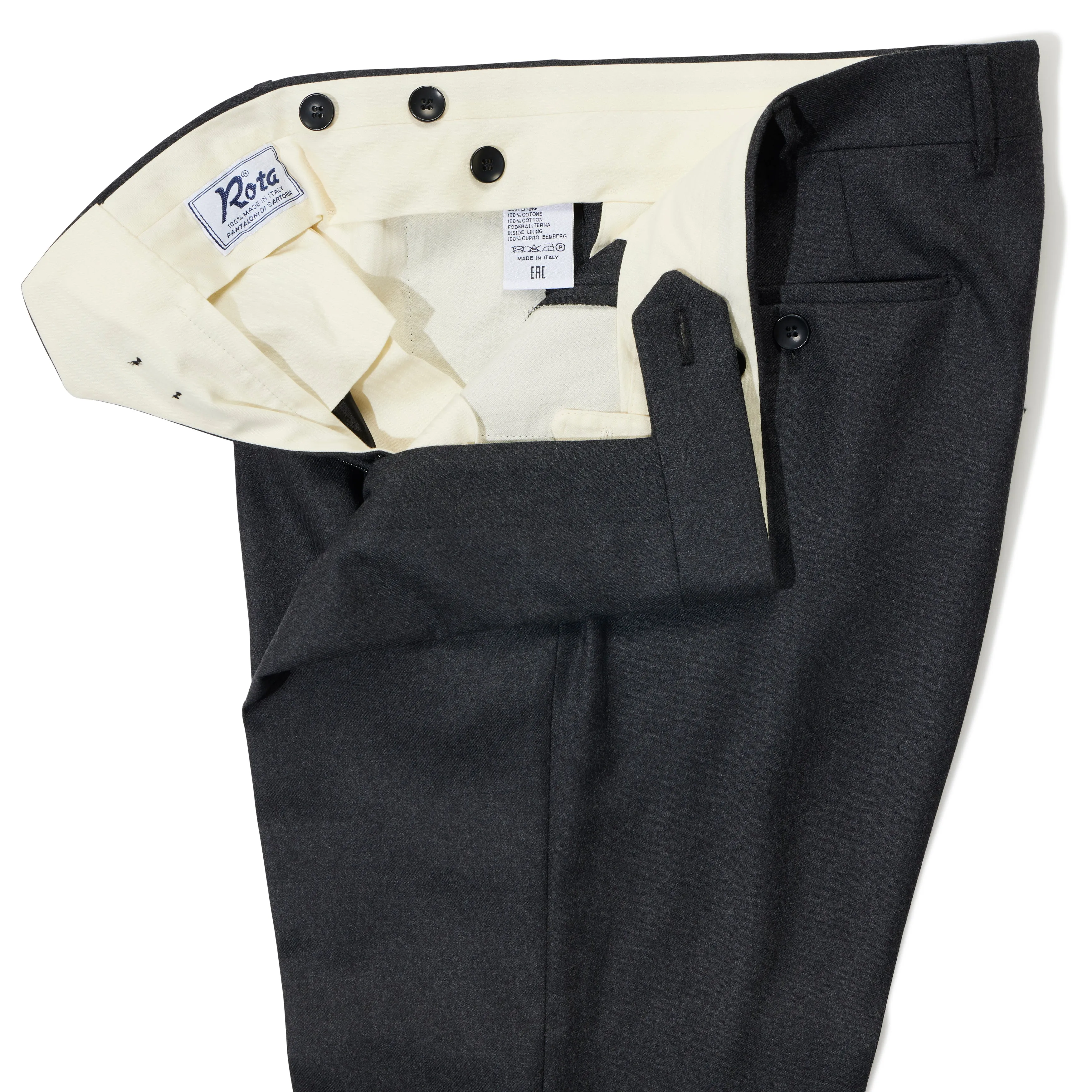 Wool Flannel Flat-front Trousers