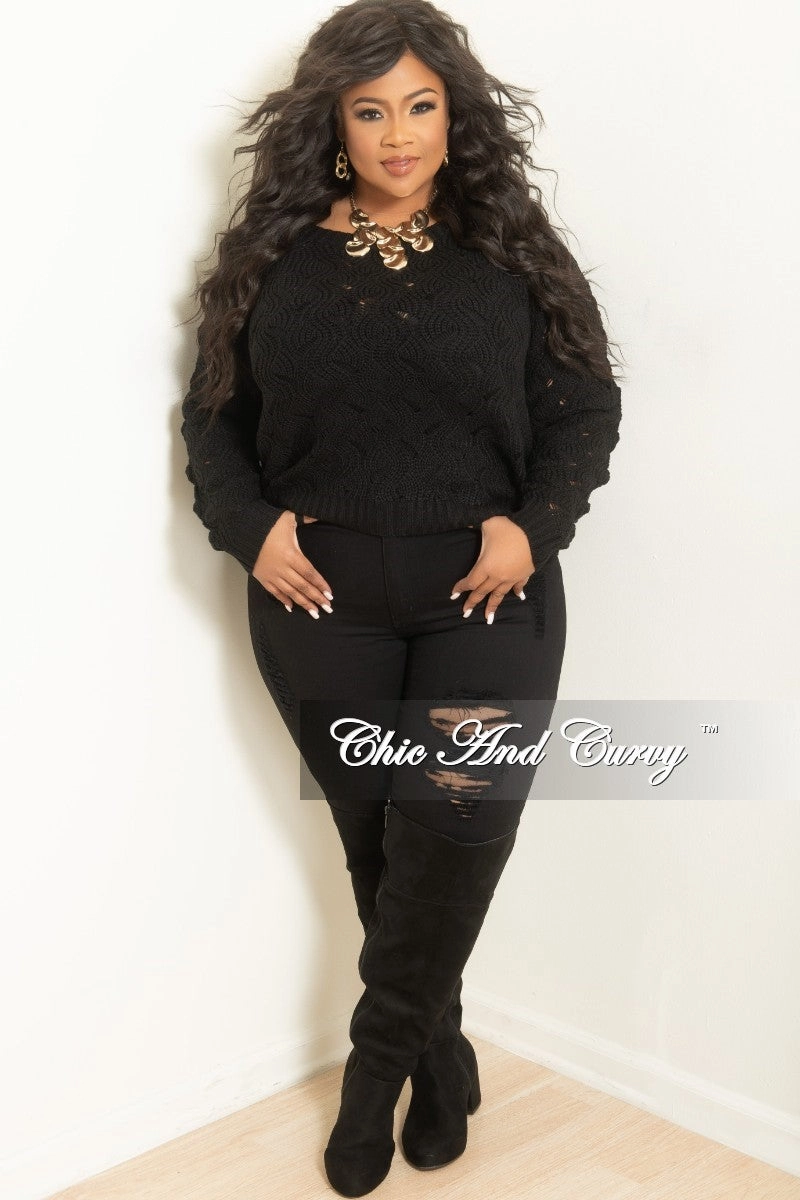 Final Sale Plus Size Long Sleeve Sweater in Black, Burgundy, or Turquoise Workout Ready