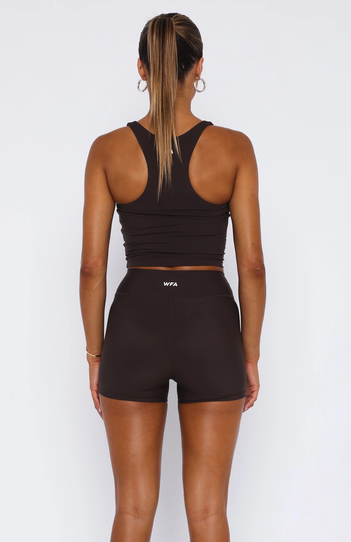 Hypoallergenic Lining Reflective Trim Details Work It Out Crop Espresso