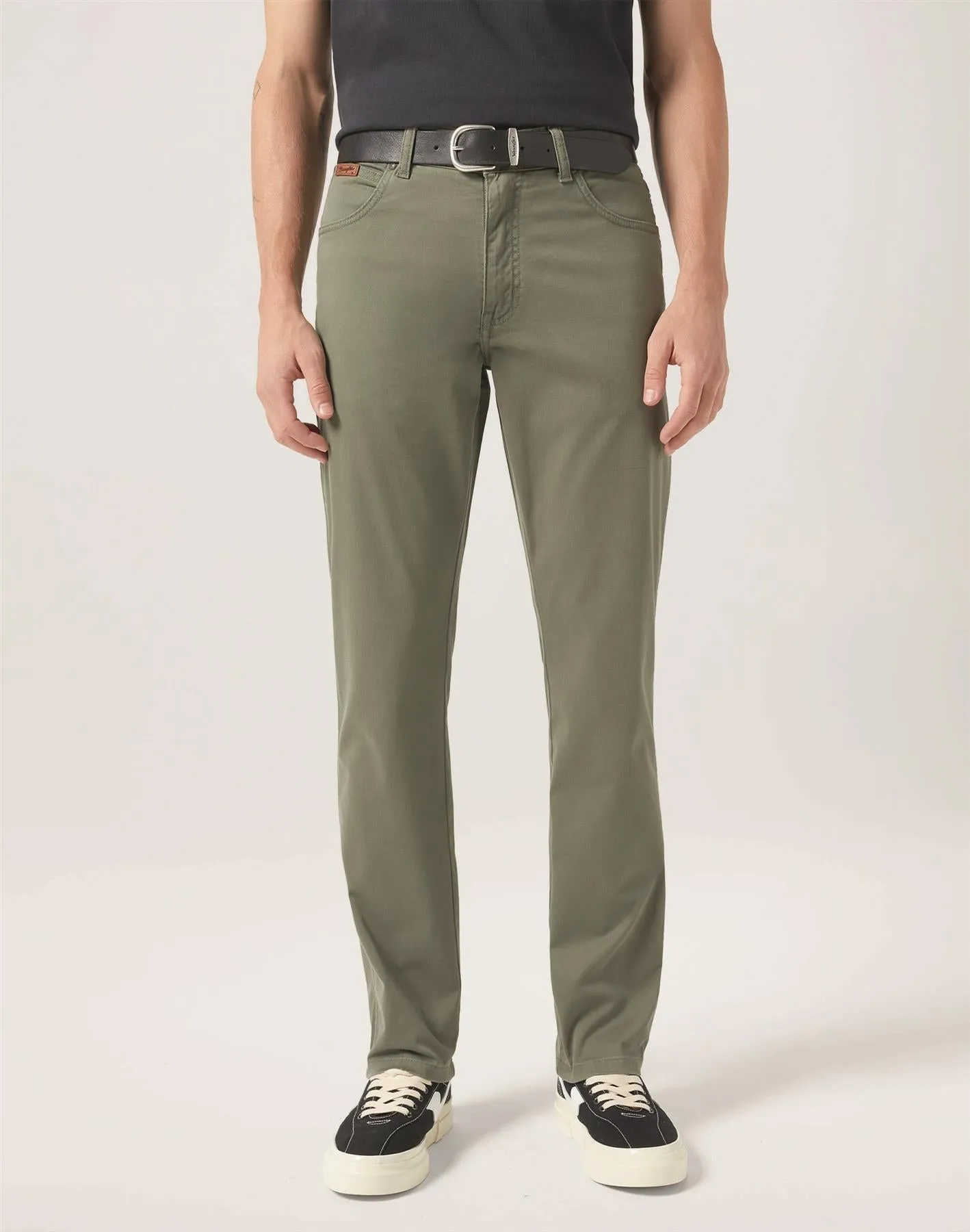Wrangler Texas 822 Authentic Slim Chino Trouser In Dusty Olive And Plaza Taupe Waist 38 -44