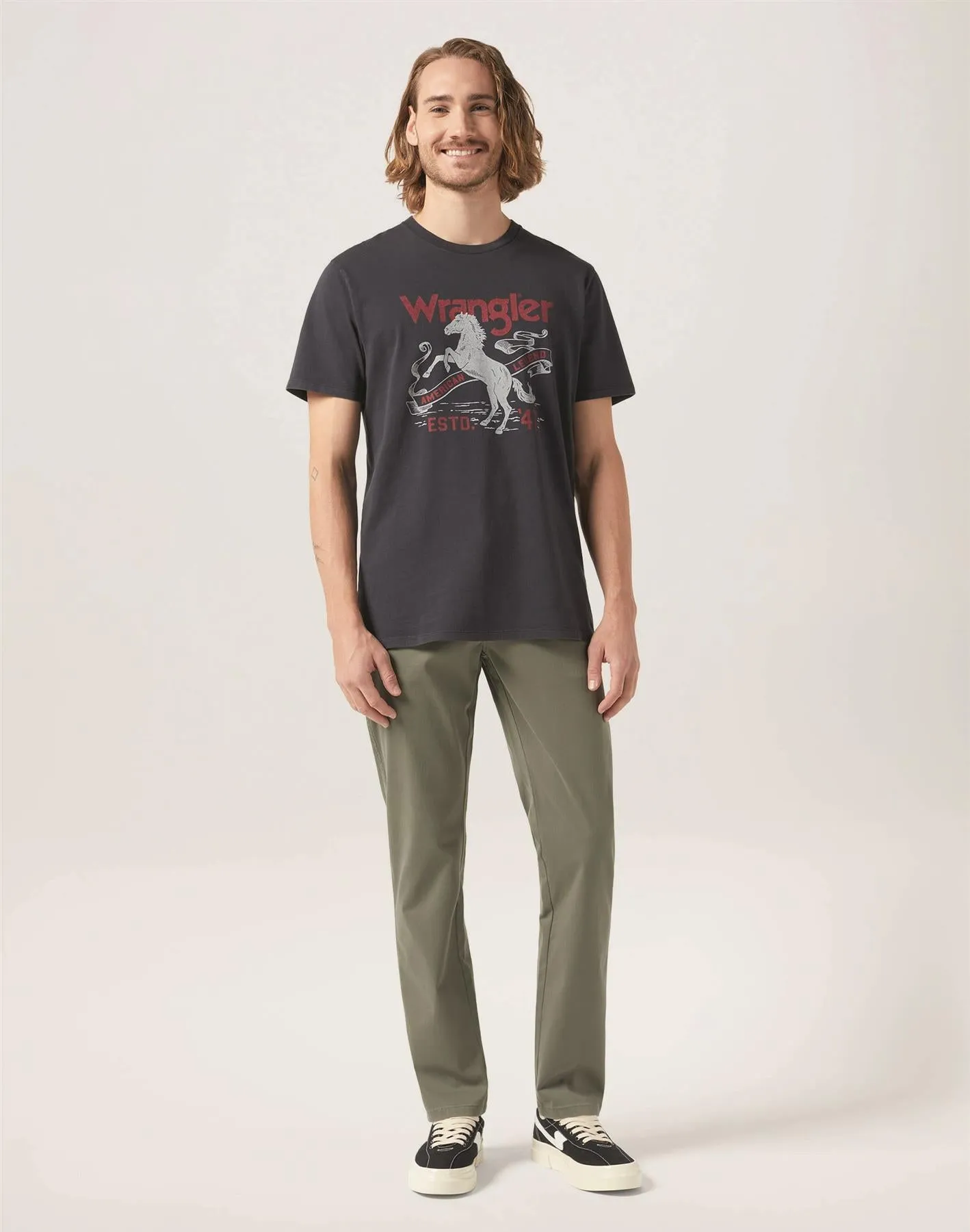Wrangler Texas 822 Authentic Slim Chino Trouser In Dusty Olive And Plaza Taupe Waist 38 -44