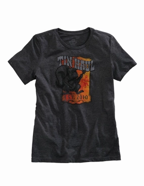 Soft Stretch Collar Reinforced Seams Tin Haul Womens Grey Cotton Blend Squirrel Nut S/S Retro T-Shirt