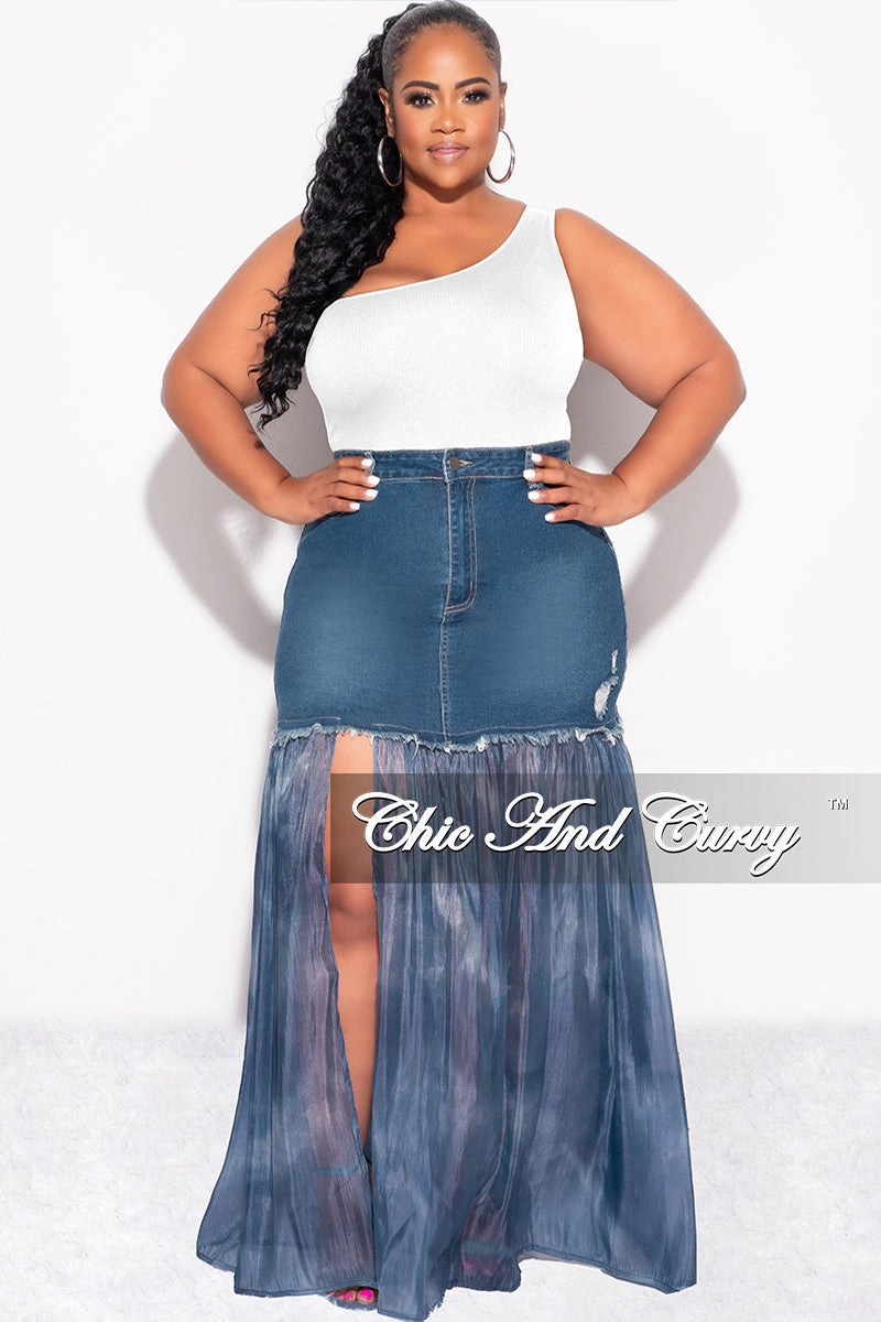 Final Sale Plus Size One Shoulder Bodysuit in White Sporty Design Secure Waistband