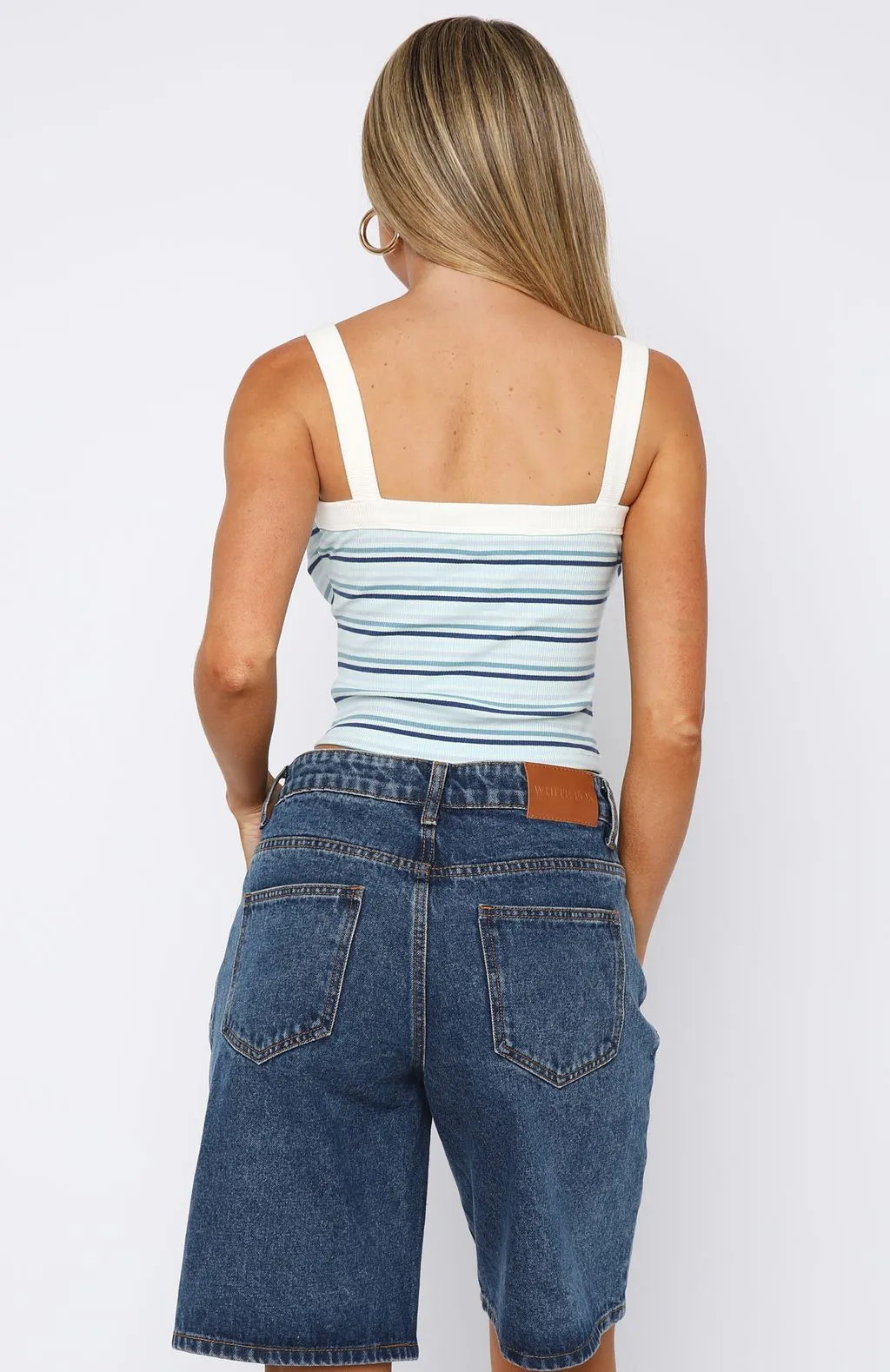 Antimicrobial Treatment Electric Energy Tank Top Blue Stripe