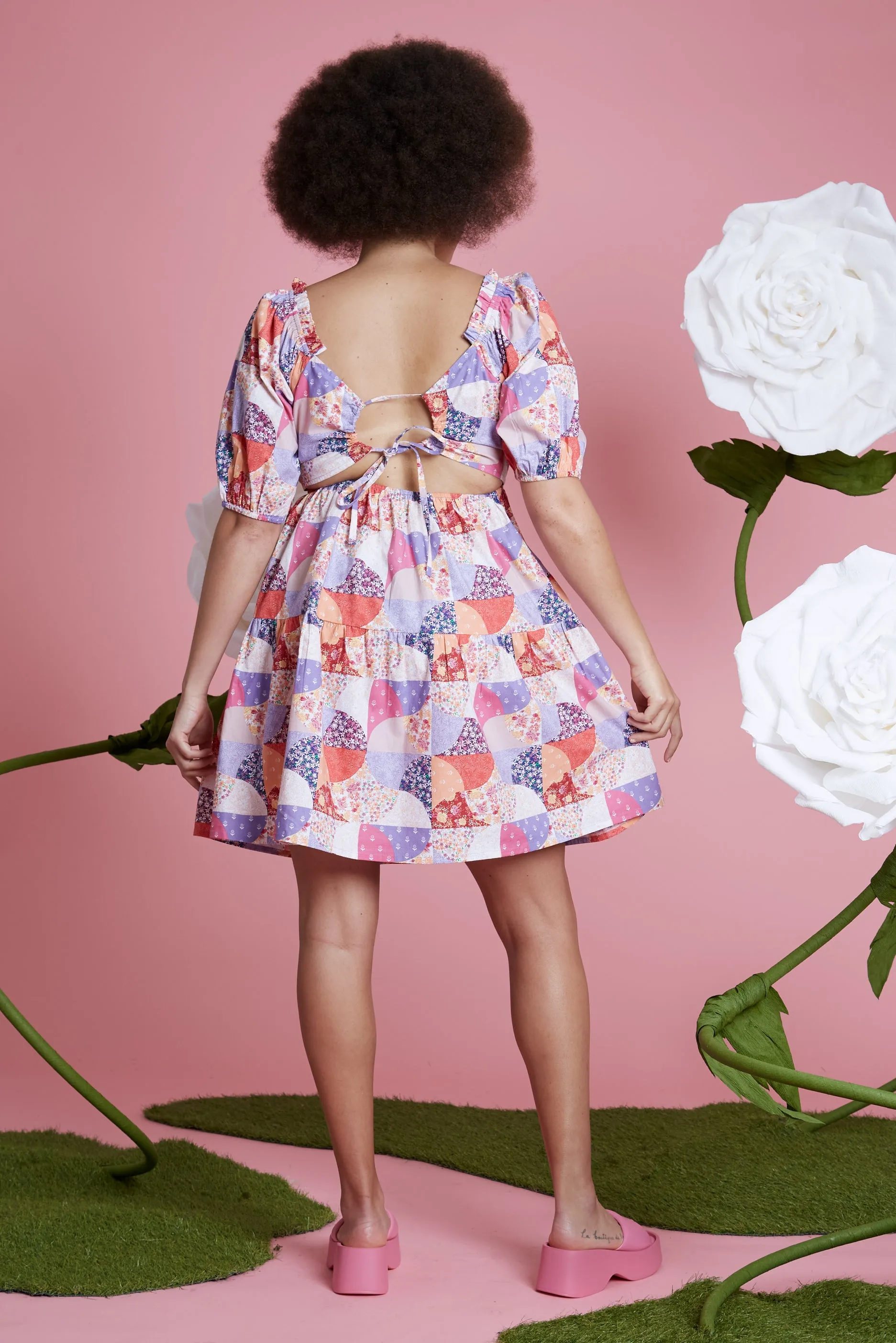 Wrinkle Resistant Florence Patchwork Print Dress - Curve