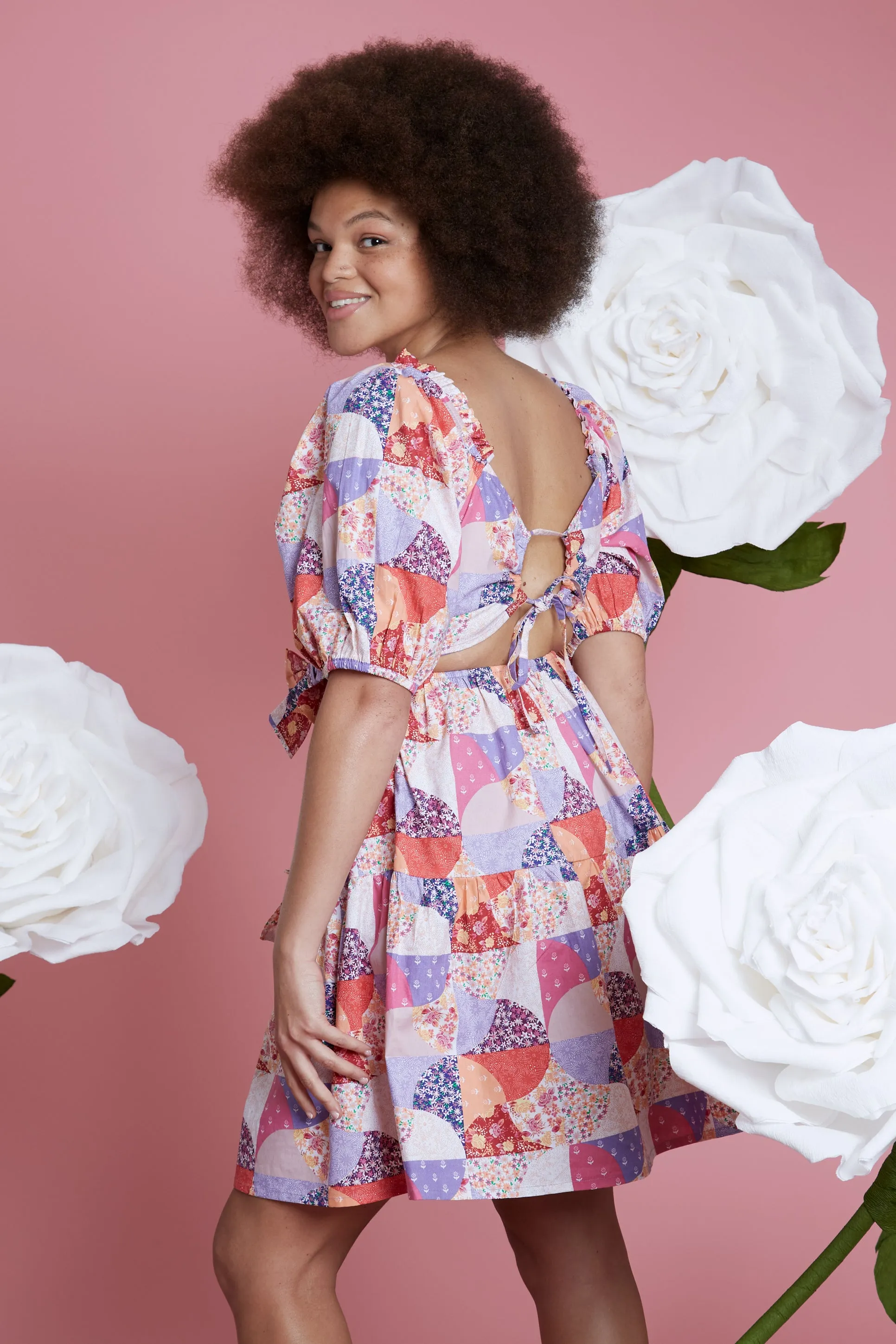 Florence Patchwork Print Dress - Curve Versatile Base Layer Odor Resistant Coating