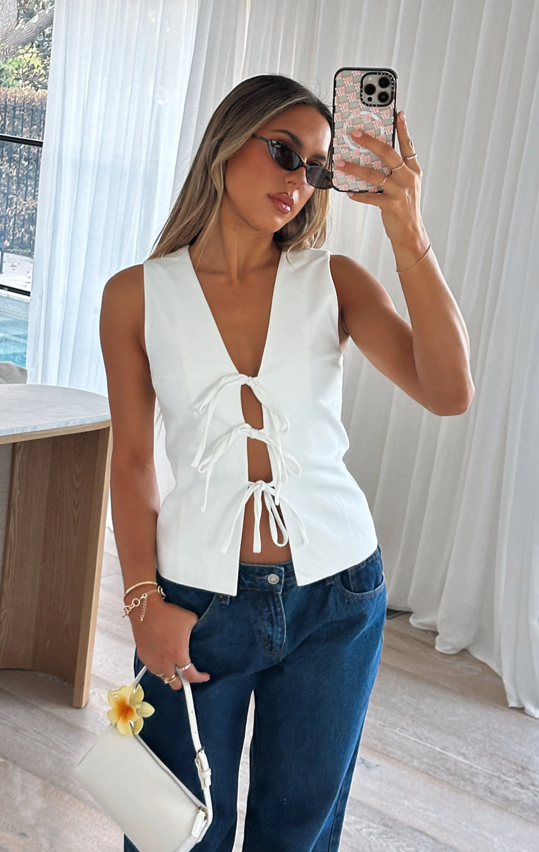 Adjustable Hem Toggles Bits Of You Top White