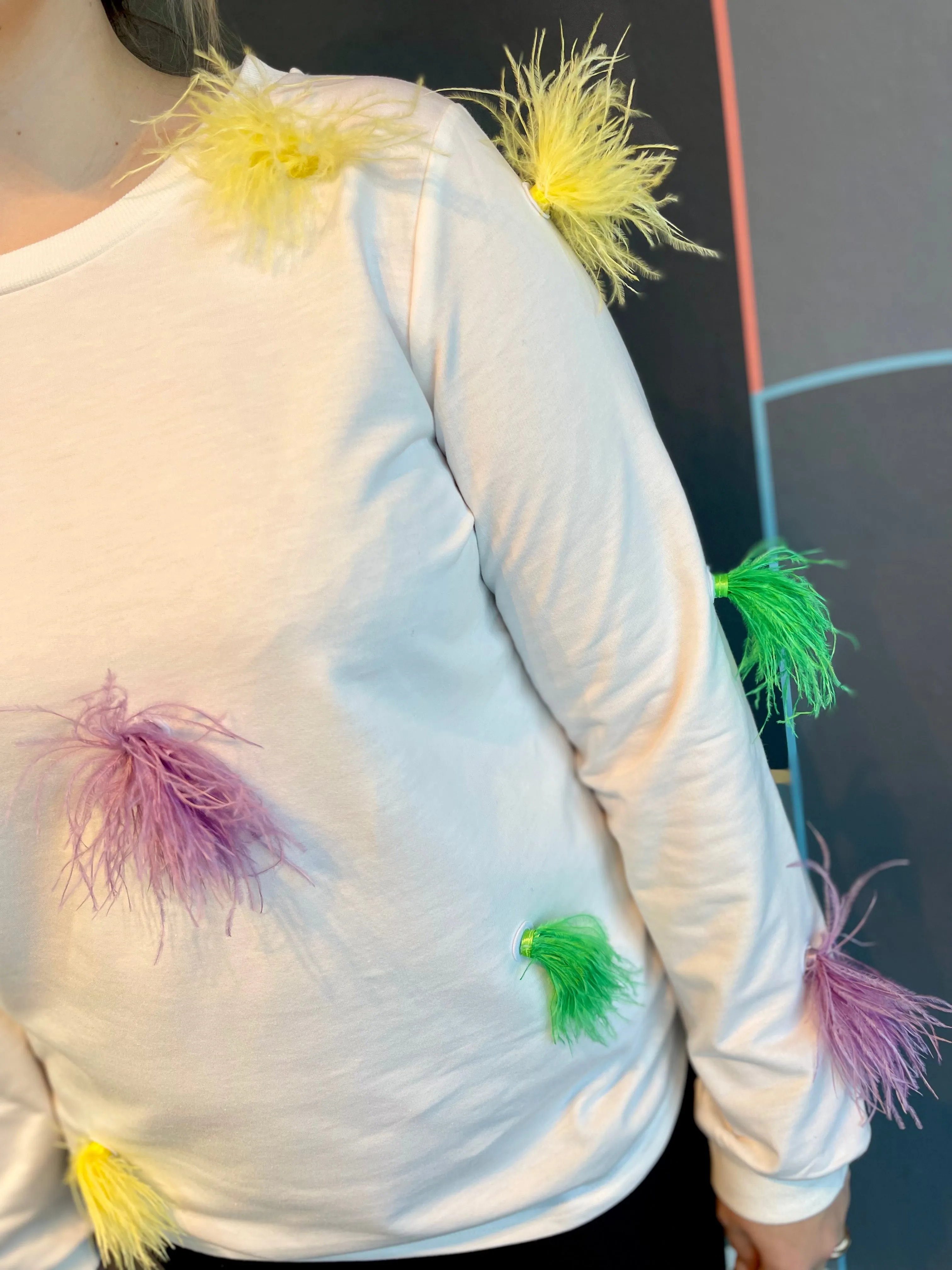 Faux Feather Trim Top Summer Dress