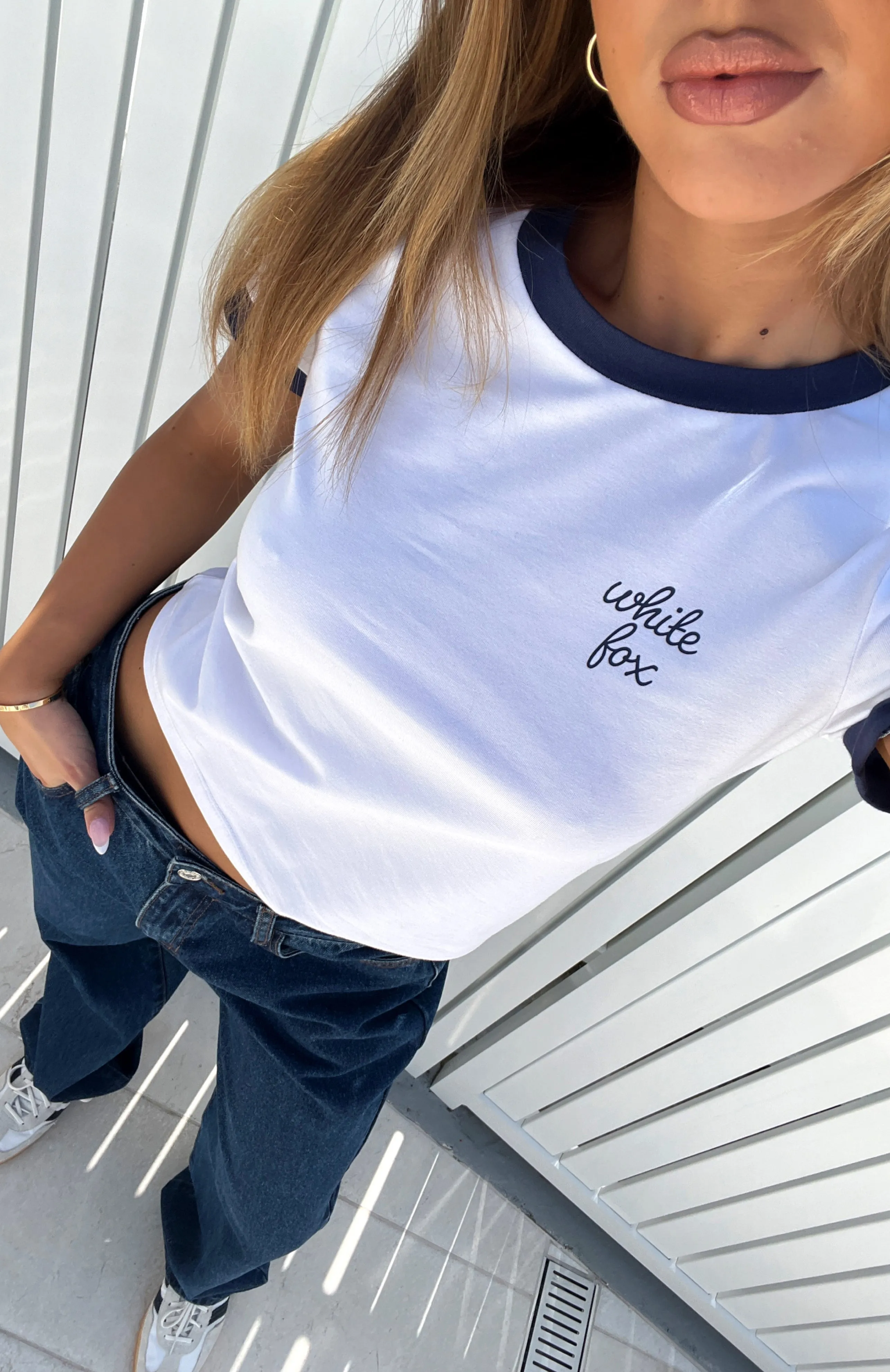 Oversized Collar Write About It Relaxed Baby Tee White