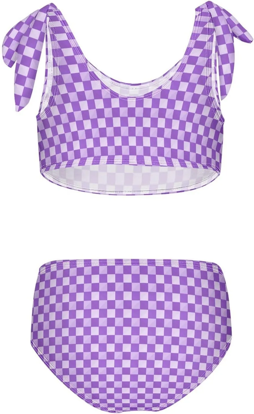 Wusikd Black Rainbow Girls Swimsuits Two Piece Squares Checkered Swimwear Bikini Set for for Girls Size 3T
