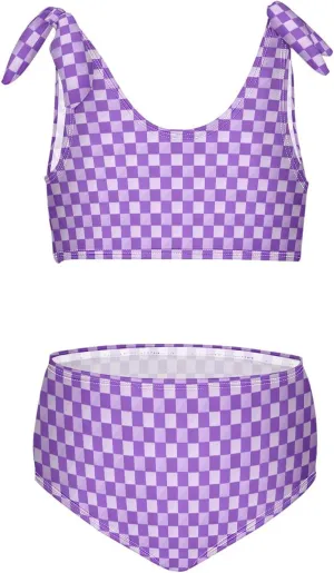 Wusikd Black Rainbow Girls Swimsuits Two Piece Squares Checkered Swimwear Bikini Set for for Girls Size 3T