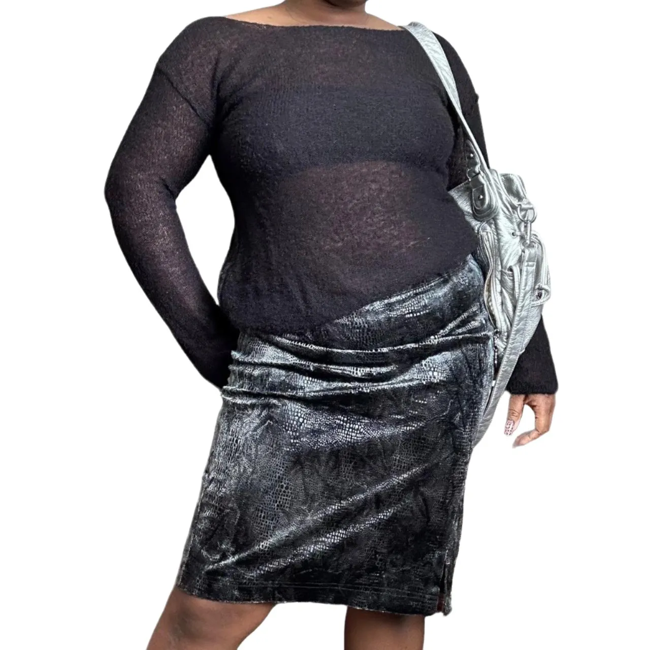Y2K-Era Snakeskin  Midi Skirt (M)