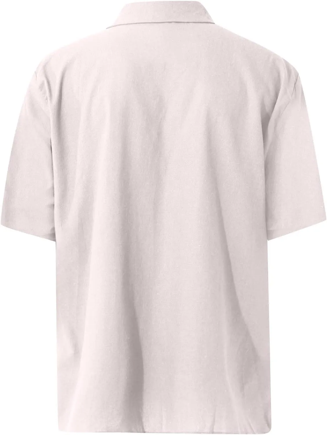 Ymosrh Men's Shirts Spring Summer Casual Cotton Linen Solid Color Short Sleeve Shirts Loose Button Down Shirt Men, M-4XL