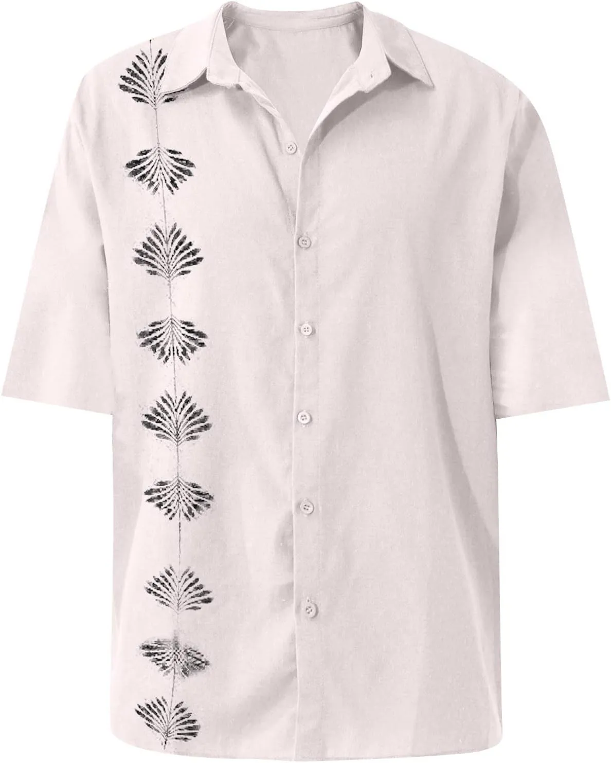 Ymosrh Men's Shirts Spring Summer Casual Cotton Linen Solid Color Short Sleeve Shirts Loose Button Down Shirt Men, M-4XL