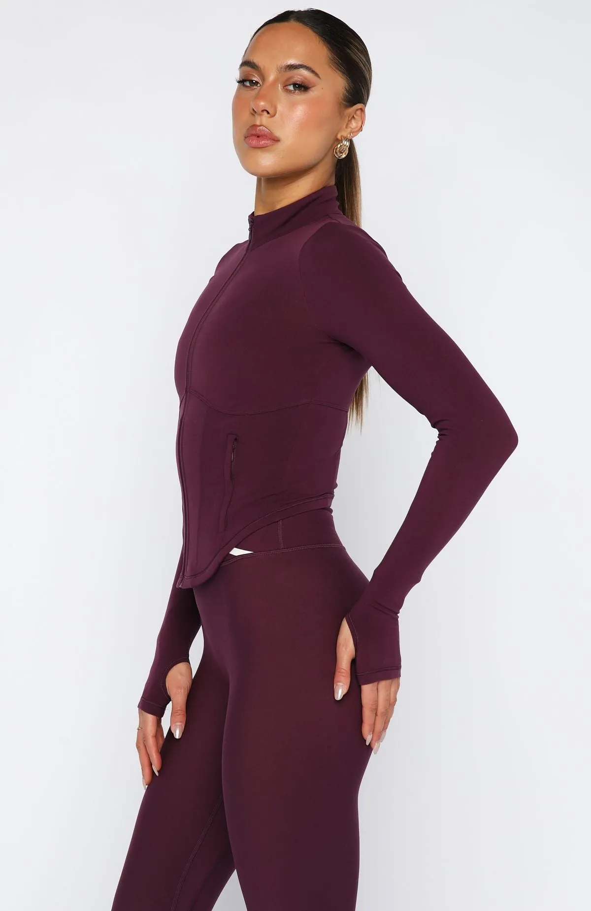 Kickoff Jacket Plum Bound Seam Finish ComfortStretch